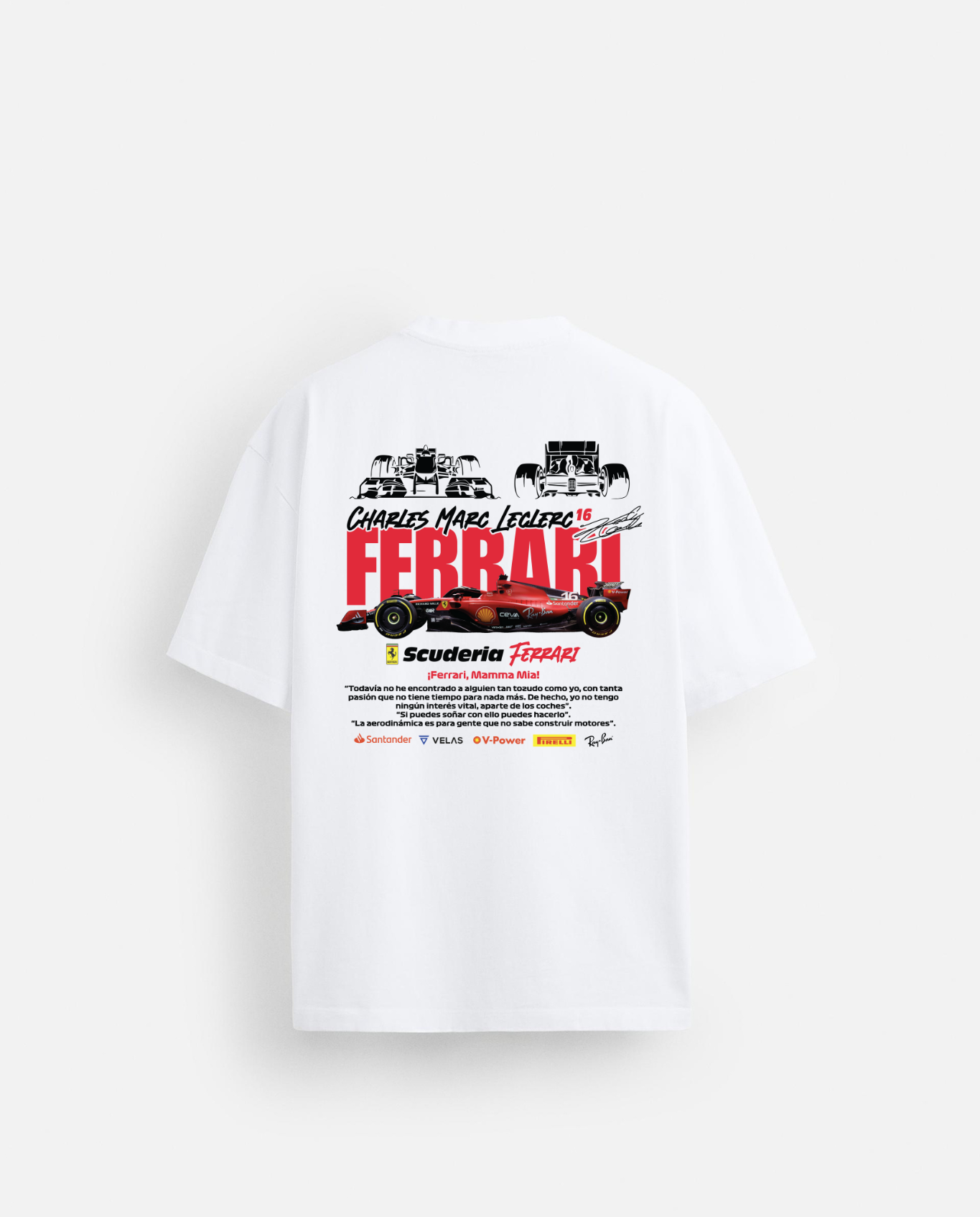 WHITE OVERSIZED FERRARI F1 T SHIRT
