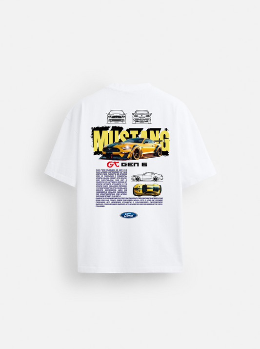 WHITE OVERSIZED MUSTANG GT  T SHIRT