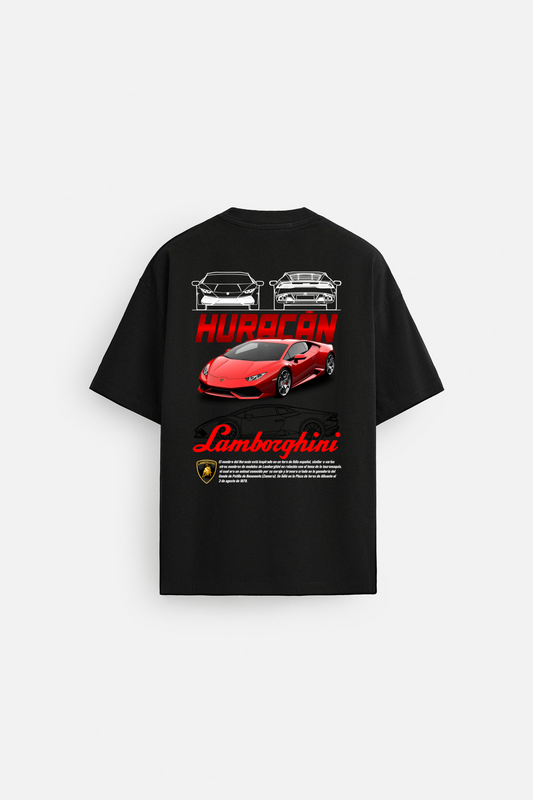 BLACK OVERSIZED LAMBORGHINI HURACAN TEE
