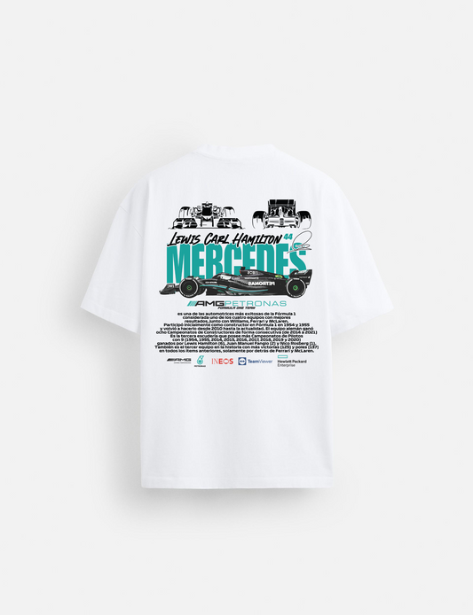 WHITE OVERSIZED MERC F1 T SHIRT