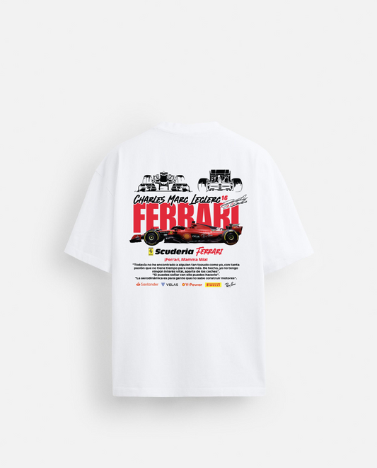 WHITE OVERSIZED FERRARI F1 T SHIRT